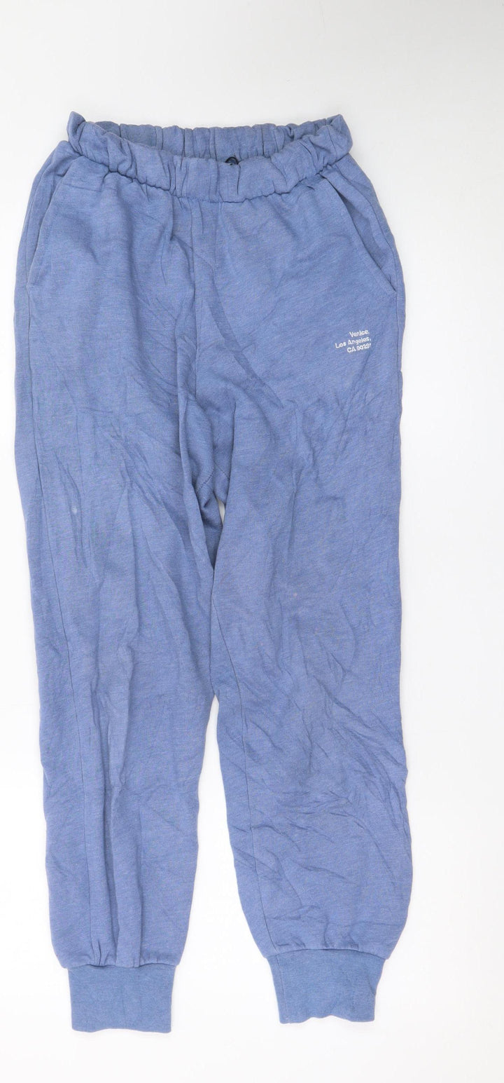 Zara Women Blue Jogger Trousers S Elastic Waist Casual