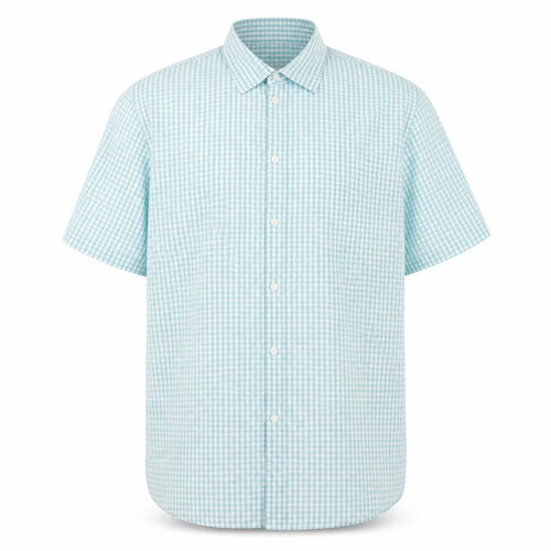 Marks and Spencer Men's Blue Check Short Sleeve Dress Shirt 2XL