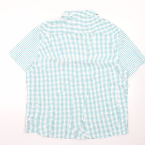 Marks and Spencer Men's Blue Check Short Sleeve Dress Shirt 2XL