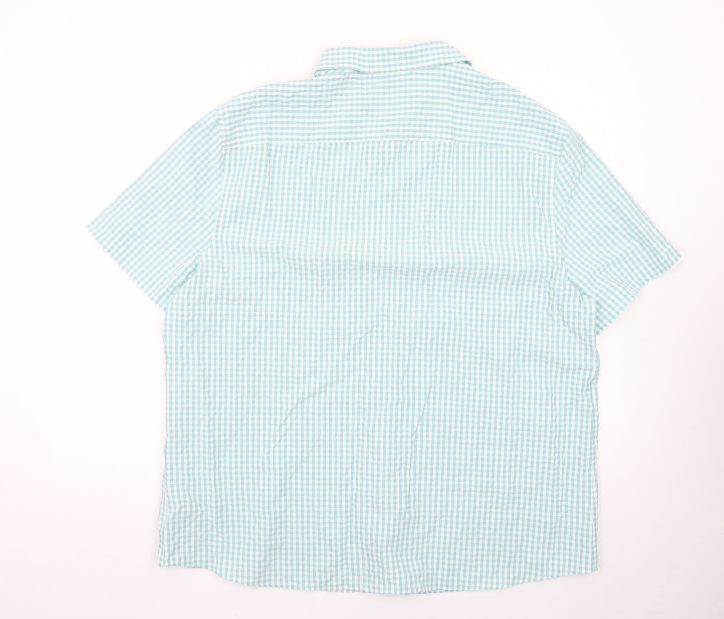 Marks and Spencer Men's Blue Check Short Sleeve Dress Shirt 2XL