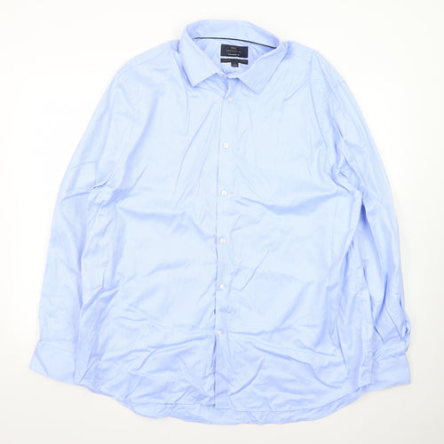 Marks and Spencer Men’s Blue Tailored Fit Cotton Dress Shirt 18”