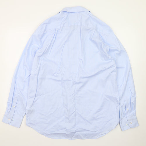 Marks and Spencer Men’s Blue Regular Fit Non-Iron Long Sleeve Dress Shirt 42cm
