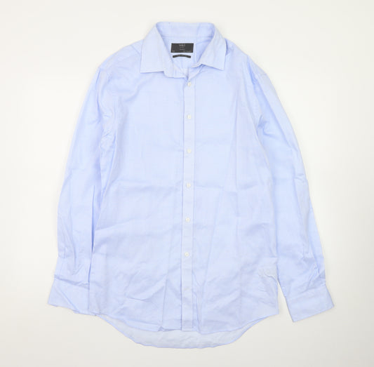 Marks and Spencer Men's Blue Tailored Fit 15.5in Pure Cotton Formal Shirt