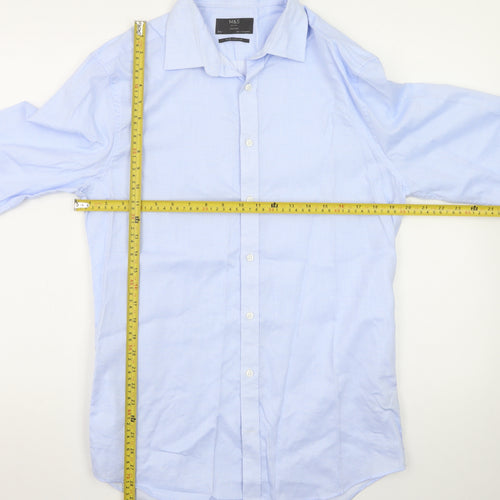 Marks and Spencer Men's Blue Tailored Fit 15.5in Pure Cotton Formal Shirt