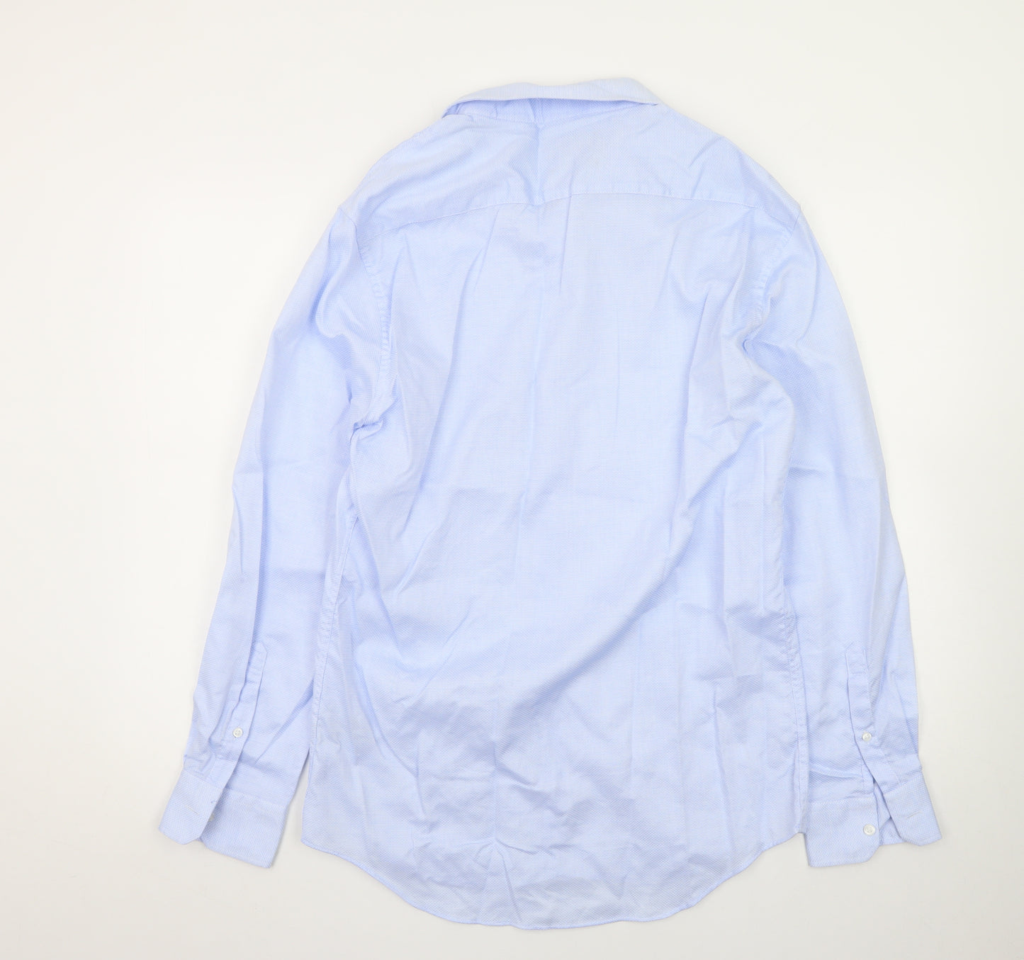 Marks and Spencer Men's Blue Tailored Fit 15.5in Pure Cotton Formal Shirt
