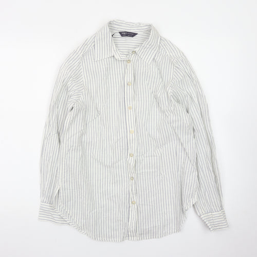 Marks and Spencer Women’s White Striped Button-Up Shirt Size 8
