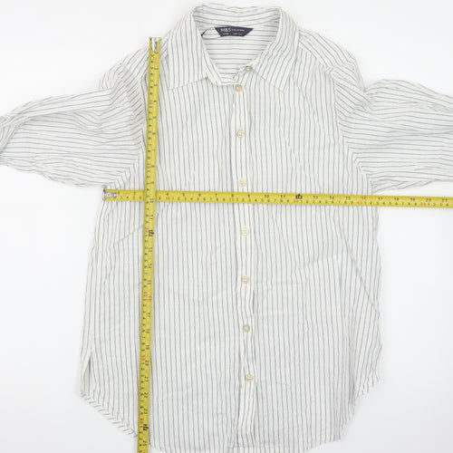 Marks and Spencer Women’s White Striped Button-Up Shirt Size 8