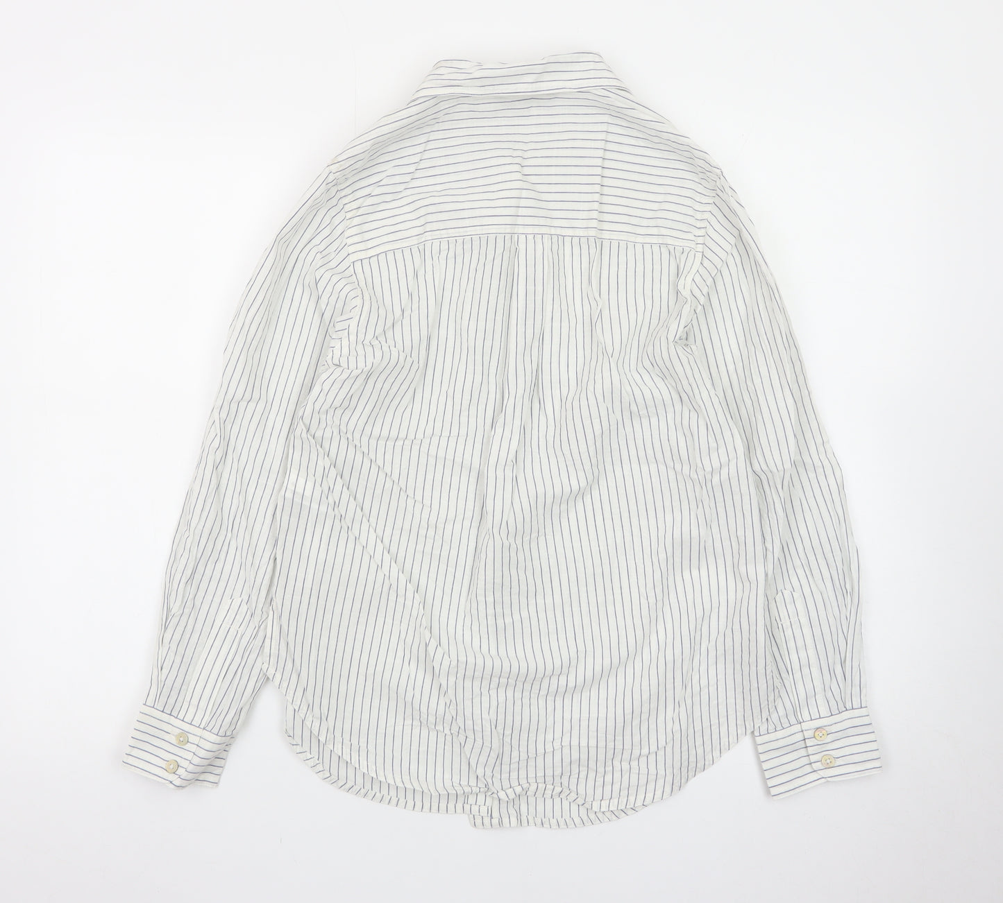 Marks and Spencer Women’s White Striped Button-Up Shirt Size 8