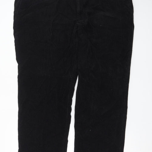 Marks and Spencer Womens Black Corduroy Straight Trousers Size 42in Waist