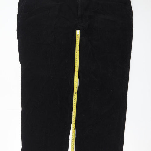Marks and Spencer Womens Black Corduroy Straight Trousers Size 42in Waist