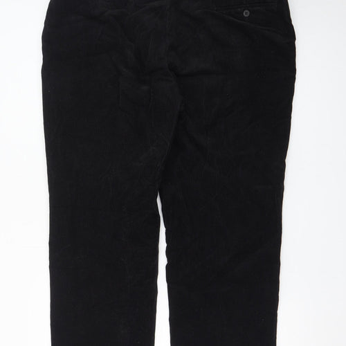 Marks and Spencer Womens Black Corduroy Straight Trousers Size 42in Waist