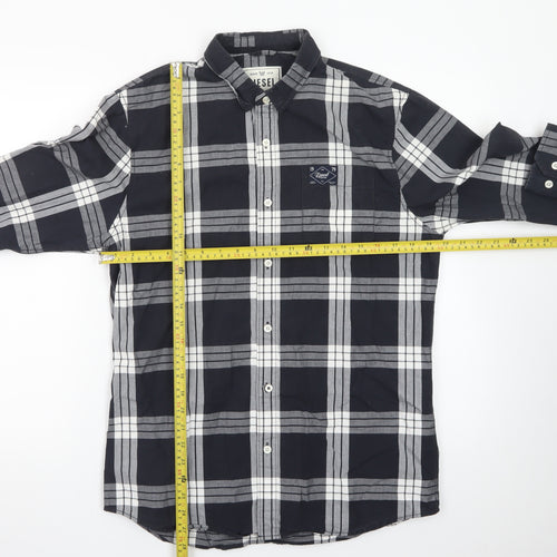 Diesel Men's Black Checked Long Sleeve Button-Up Shirt Size L
