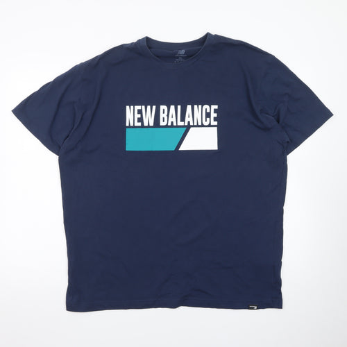 New Balance Men's Navy Blue XL Graphic Cotton Crew Neck T-Shirt