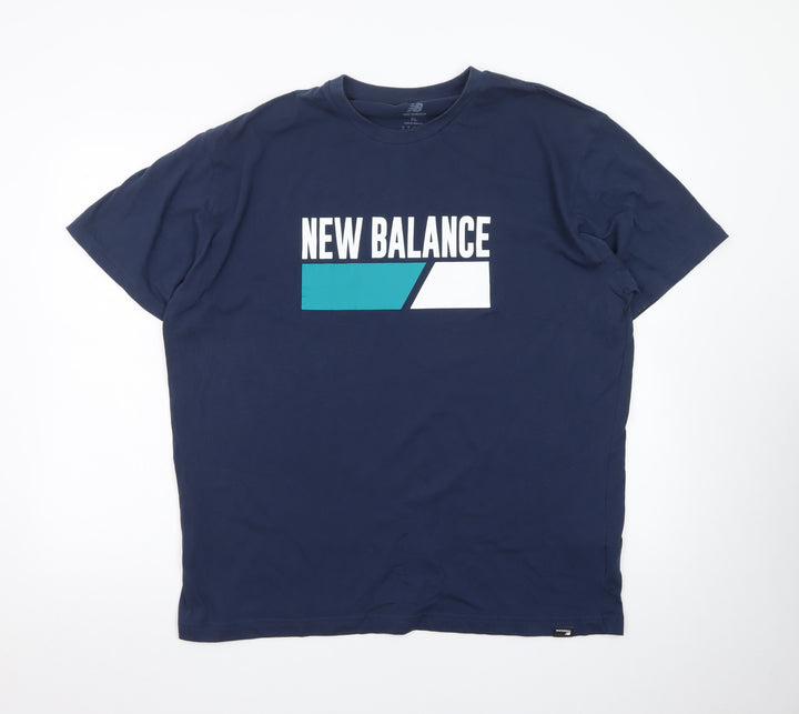 New Balance Men's Navy Blue XL Graphic Cotton Crew Neck T-Shirt