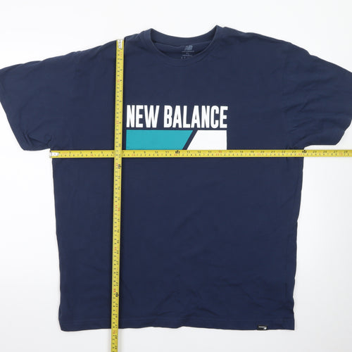 New Balance Men's Navy Blue XL Graphic Cotton Crew Neck T-Shirt
