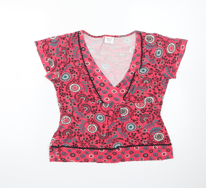 Next Women’s Pink Floral V-Neck Petite Tunic Top Size 16
