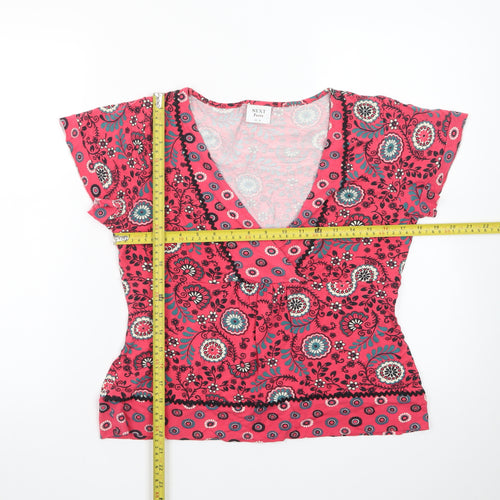 Next Women’s Pink Floral V-Neck Petite Tunic Top Size 16