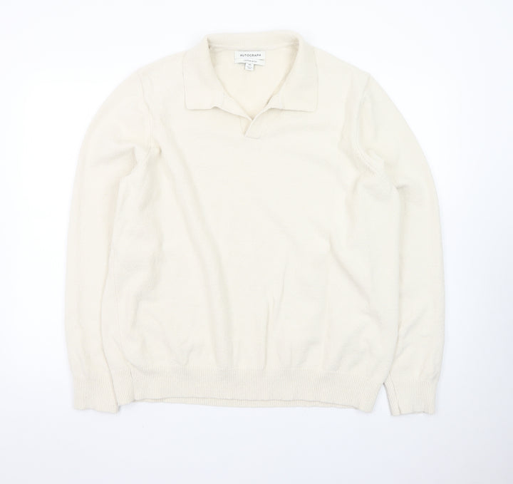 Marks and Spencer Men’s Ivory Collared Cotton Jumper 2XL