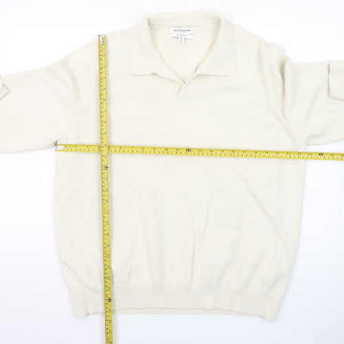 Marks and Spencer Men’s Ivory Collared Cotton Jumper 2XL