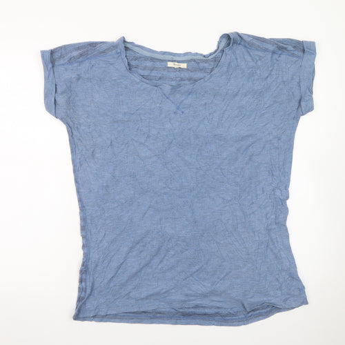 Wrangler Women Blue Striped Basic T-Shirt XL Casual Soft Top