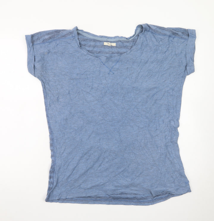 Wrangler Women Blue Striped Basic T-Shirt XL Casual Soft Top