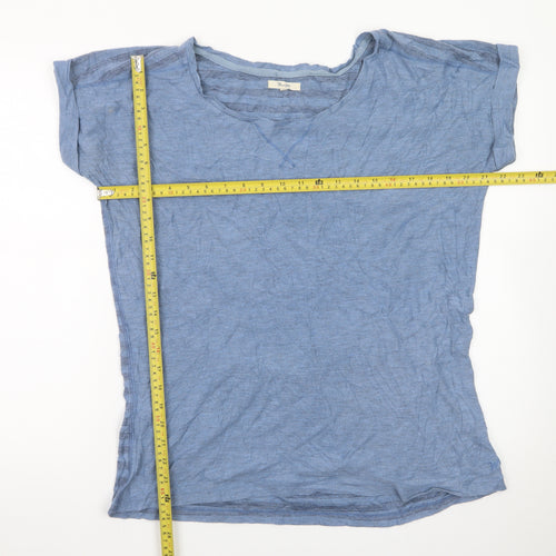 Wrangler Women Blue Striped Basic T-Shirt XL Casual Soft Top