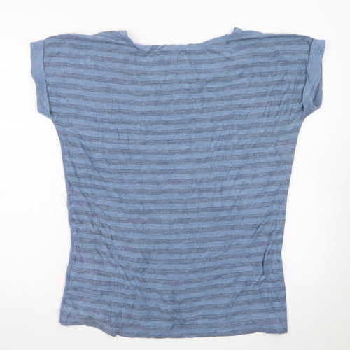 Wrangler Women Blue Striped Basic T-Shirt XL Casual Soft Top