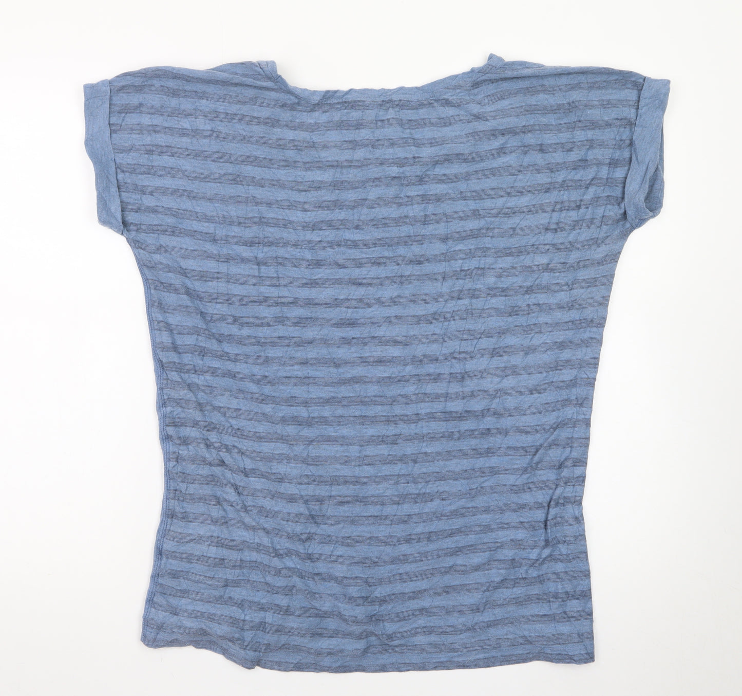 Wrangler Women Blue Striped Basic T-Shirt XL Casual Soft Top