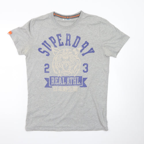 Superdry Men's Grey Graphic Print Crew Neck T-Shirt Size L