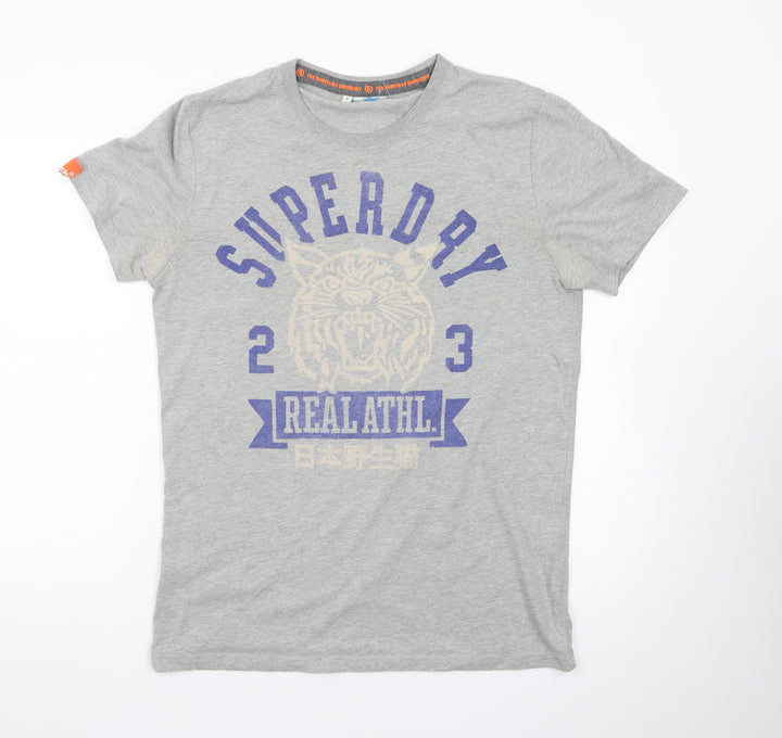 Superdry Men's Grey Graphic Print Crew Neck T-Shirt Size L