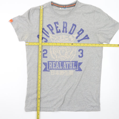 Superdry Men's Grey Graphic Print Crew Neck T-Shirt Size L