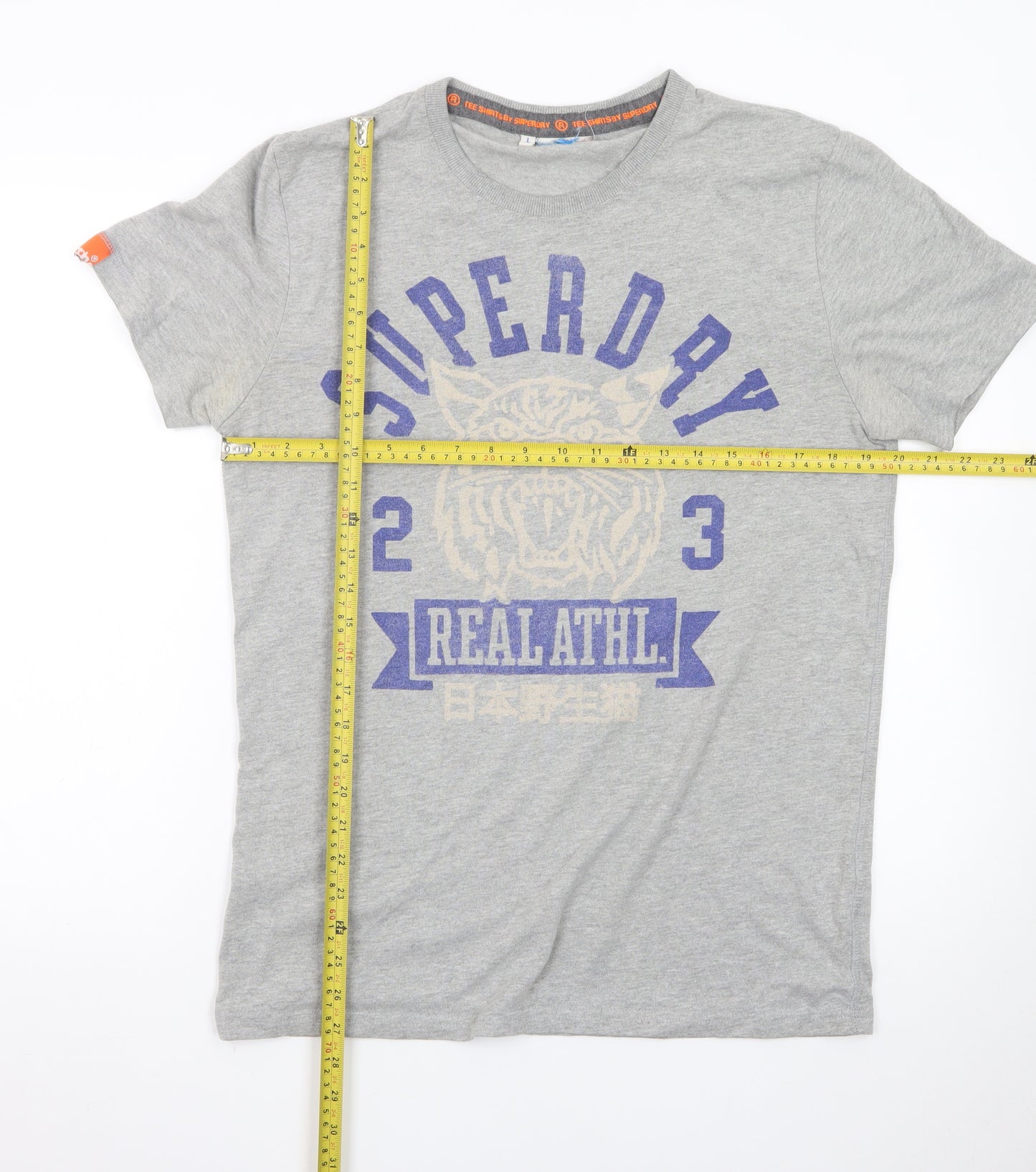 Superdry Men's Grey Graphic Print Crew Neck T-Shirt Size L