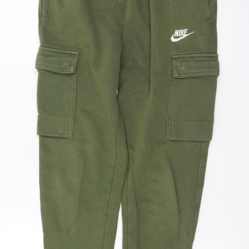 Nike Men's Green Cargo Jogger Trousers XS Fleece Lined
