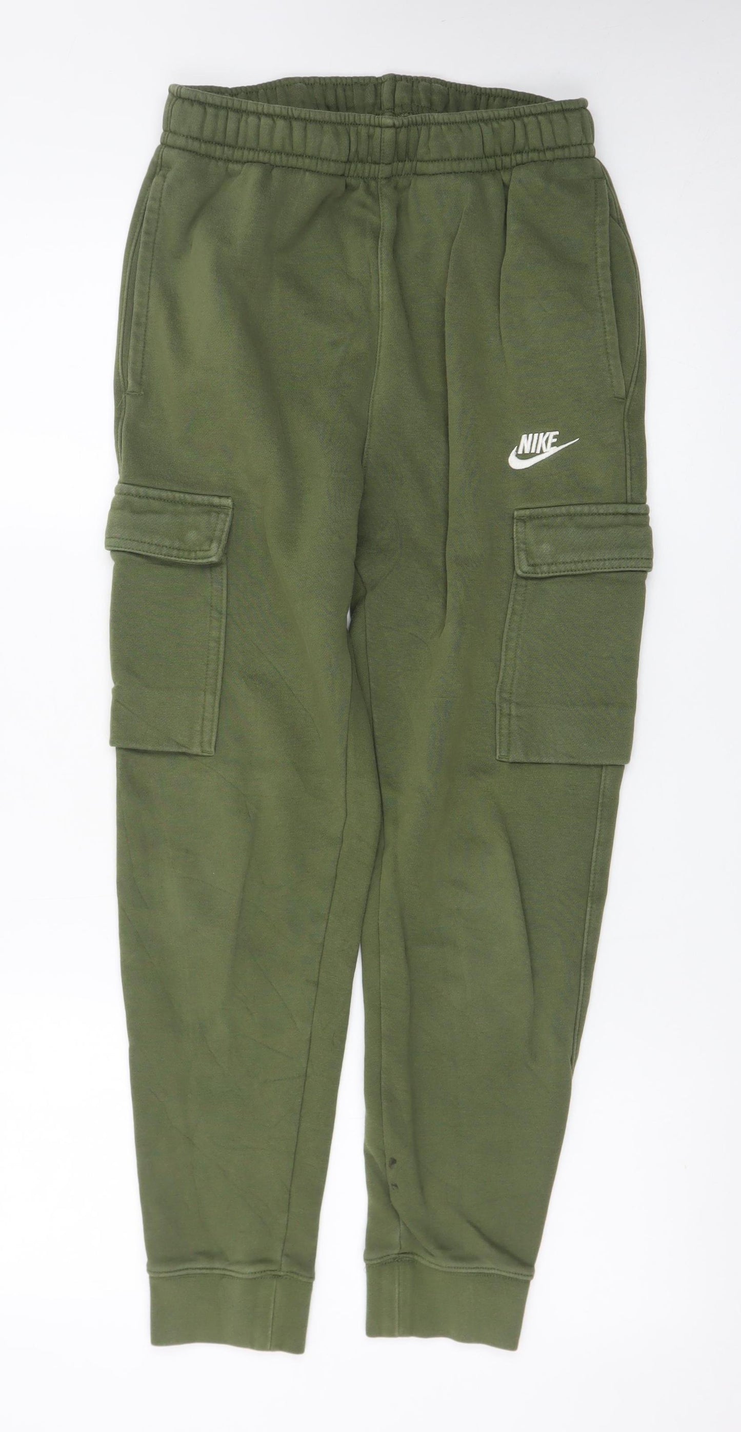 Nike Men's Green Cargo Jogger Trousers XS Fleece Lined
