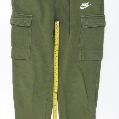 Nike Men's Green Cargo Jogger Trousers XS Fleece Lined