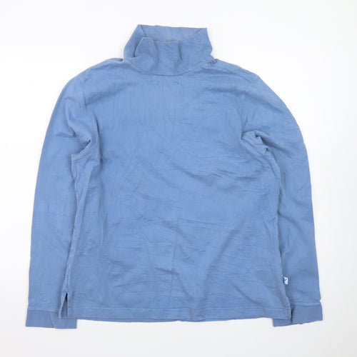 Jack Murphy Women Blue Roll Neck Long Sleeve Cotton Top Size 18