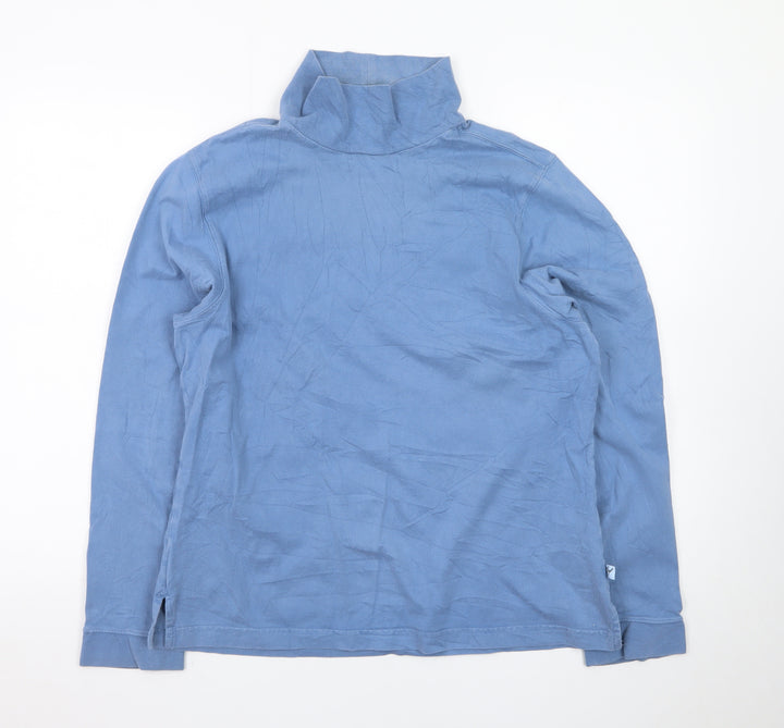Jack Murphy Women Blue Roll Neck Long Sleeve Cotton Top Size 18