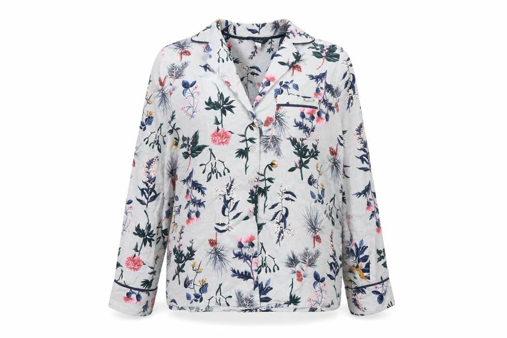 Front view of Joules Women’s Multicoloured Floral Cotton Button-Up Shirt S