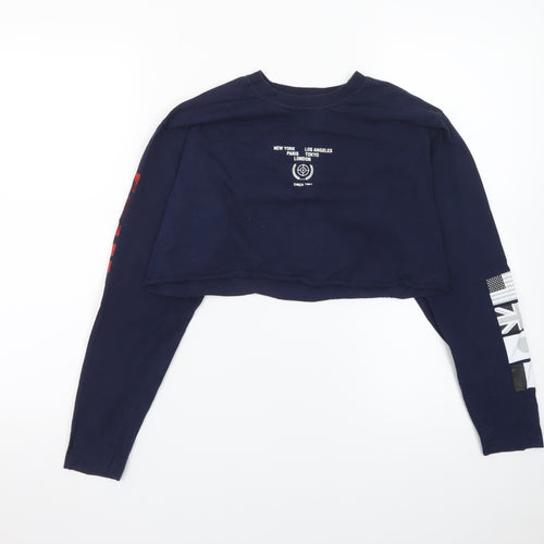 Urban Outfitters Women Blue Cropped Long Sleeve T-Shirt S
