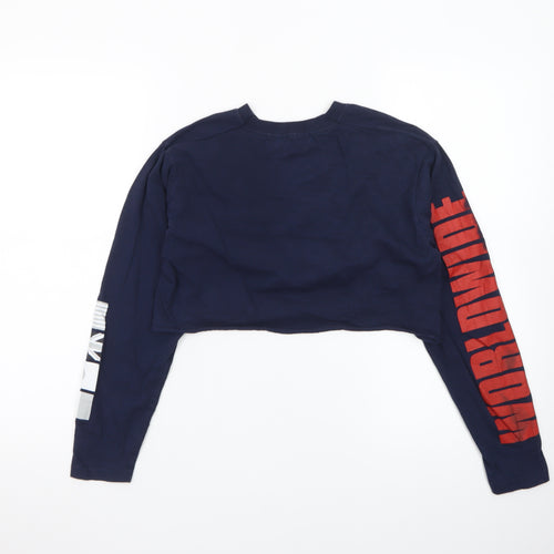 Urban Outfitters Women Blue Cropped Long Sleeve T-Shirt S