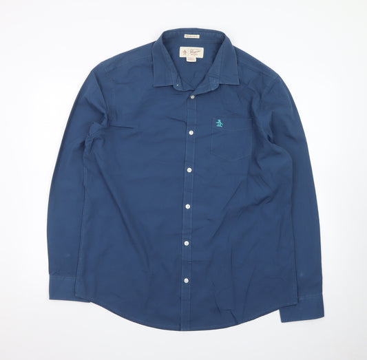 Original Penguin by Munsingwear Men's Blue Heritage Slim Fit Dress Shirt XL
