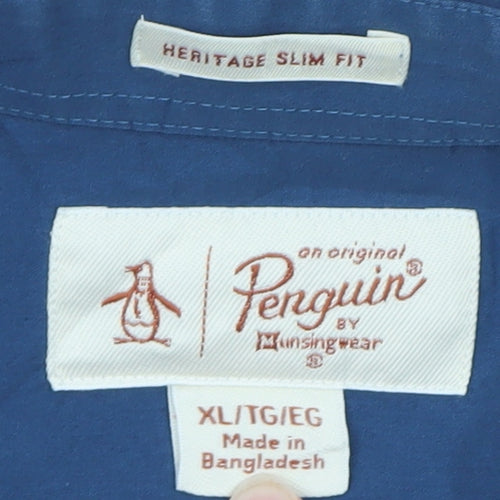 Original Penguin by Munsingwear Men's Blue Heritage Slim Fit Dress Shirt XL