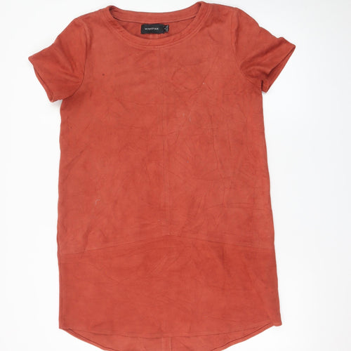 MINKPINK Women’s Brown Short Sleeve Suede T-Shirt Dress Size M