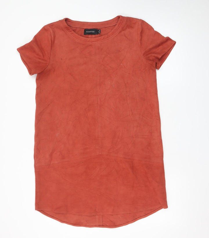 MINKPINK Women’s Brown Short Sleeve Suede T-Shirt Dress Size M