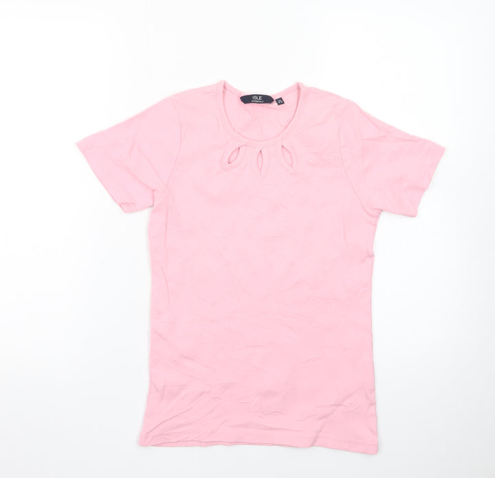ISLE Essentials Women's Pink XS Keyhole Neck Jersey T-Shirt