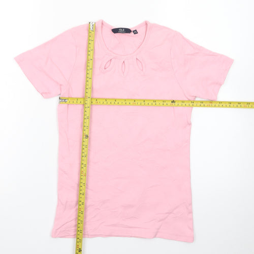 ISLE Essentials Women's Pink XS Keyhole Neck Jersey T-Shirt