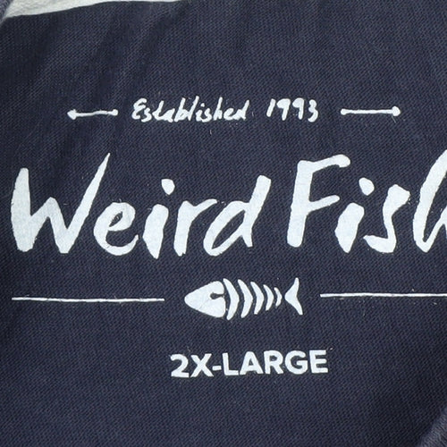 Weird Fish Men's Blue Long Sleeve Cotton Graphic T-Shirt 2XL