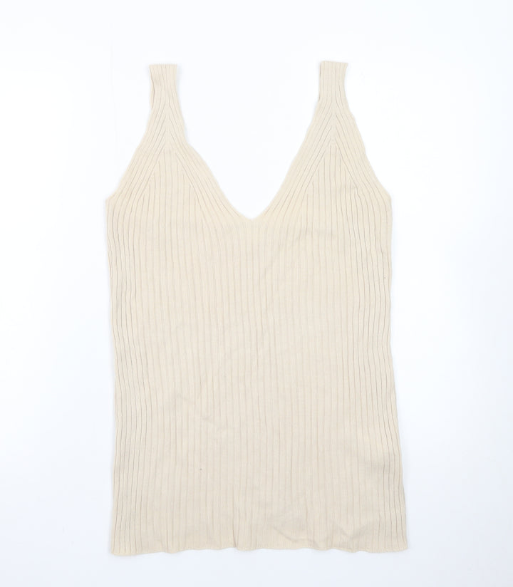 ASOS DESIGN Women’s Beige Knit Ribbed Maternity Tank Top Size 14