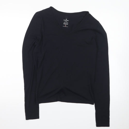Sweaty Betty Womens Black V-Neck Long Sleeve Stretch Top Size M