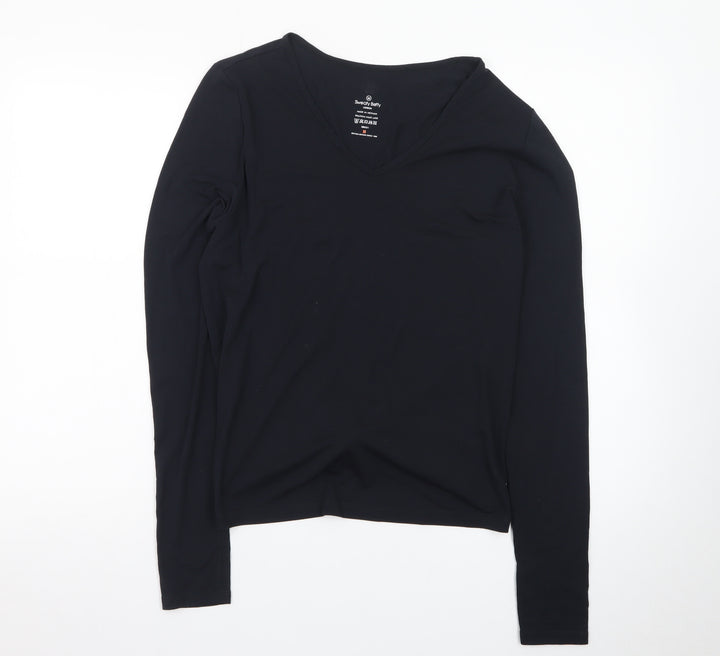Sweaty Betty Womens Black V-Neck Long Sleeve Stretch Top Size M